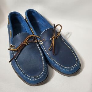 Allen Edmonds Navy Blue Boat Shoes Slip-On Loafers Moccasin Stitching Size 13 D